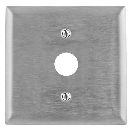 HUBBELL WIRING DEVICE-KELLEMS Wallplates and Boxes, Metallic Plates, 2- Gang, 1) .64" Opening, Standard Size, Stainless Steel SS741